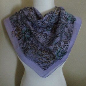 1990s midnight lavender floral scarf